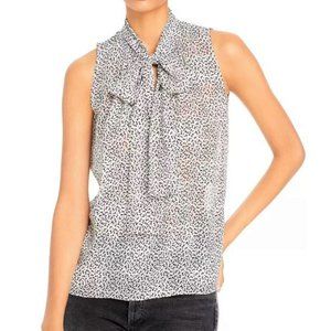 Rebecca Taylor Sleeveless Printed Tie Neck Top NWT